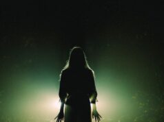 Nestao bez traga, a onda se pojavio jedan detalj: Slučaj koji je promenio tok istrage A silhouette of a woman stands eerily in a misty forest at night, illuminated by a bright spotlight.